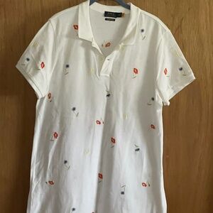 Polo Ralph Lauren White Mesh mini dress size XL with embroidered flowers